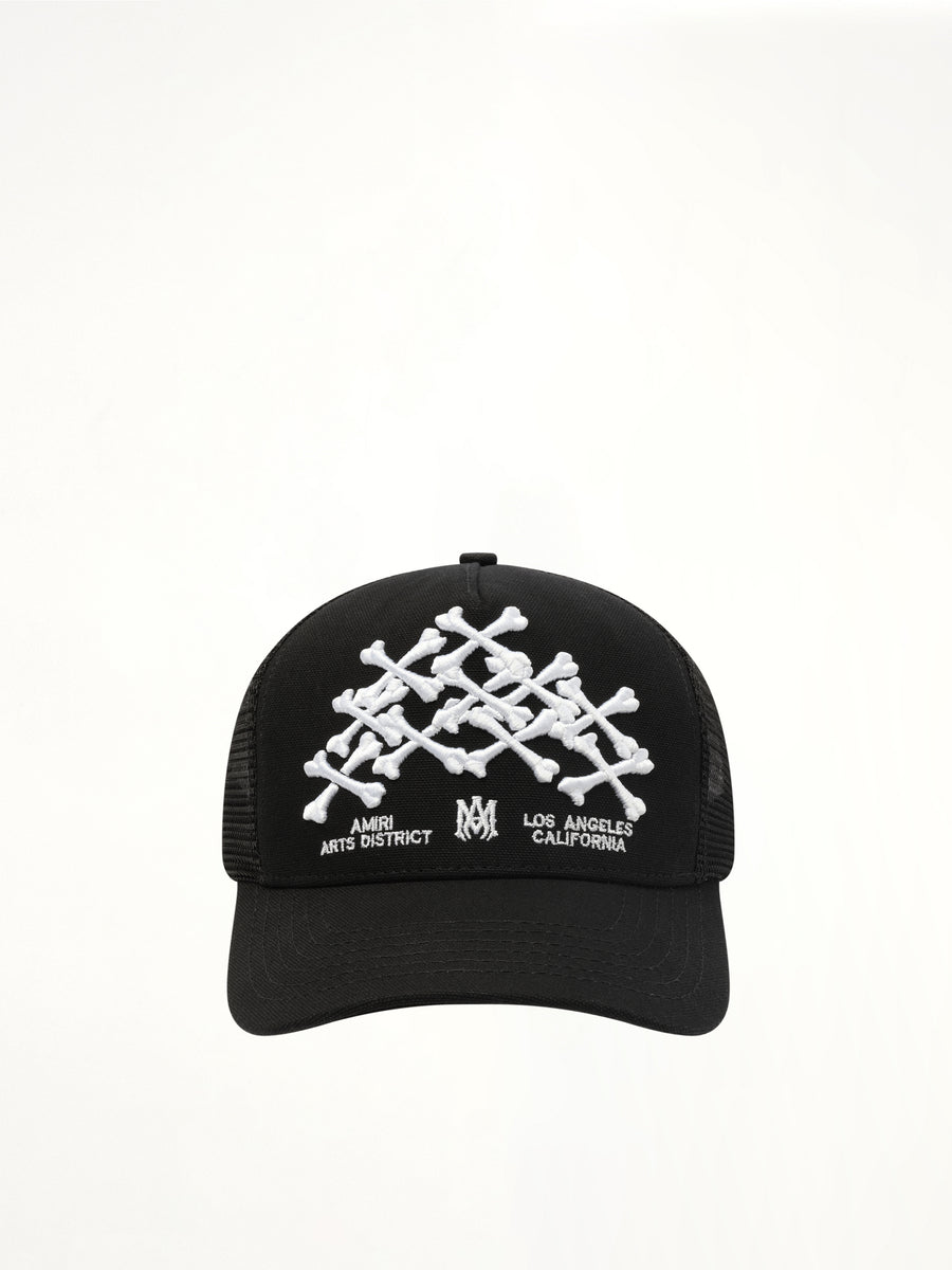 Bones Stacked Trucker Hat in Black