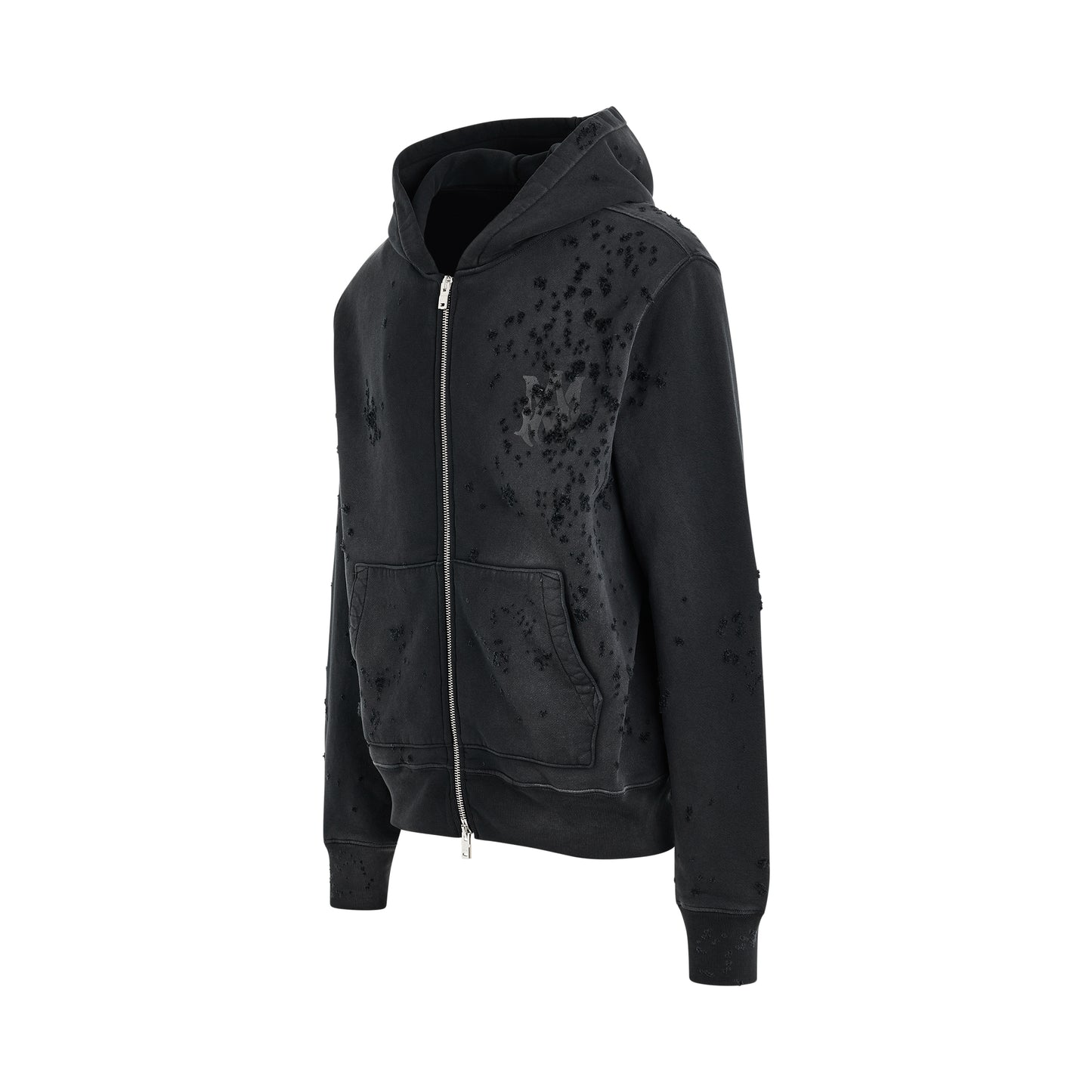 MA Logo Shotgun Zip Hoodie in Faded Black