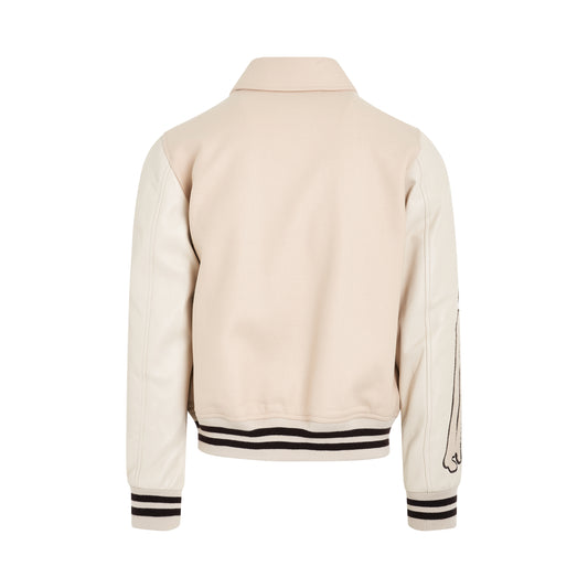 Bones Varsity Jacket in Alabaster