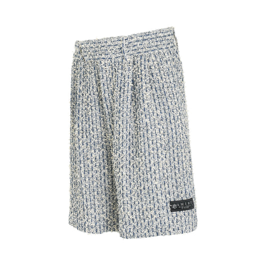 Boucle Tweed Skater Shorts in Ashley Blue