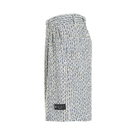 Boucle Tweed Skater Shorts in Ashley Blue