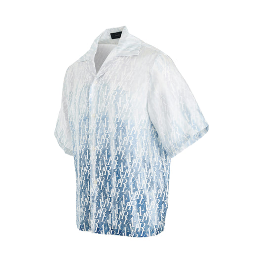 Gradient Amiri Repeat Bowling Shirt in Ashley Blue