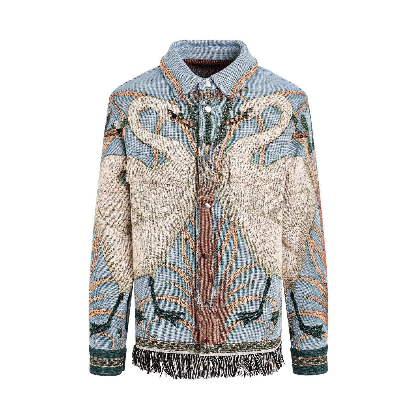 Swan Tapestry Overshirt in Ashley Blue