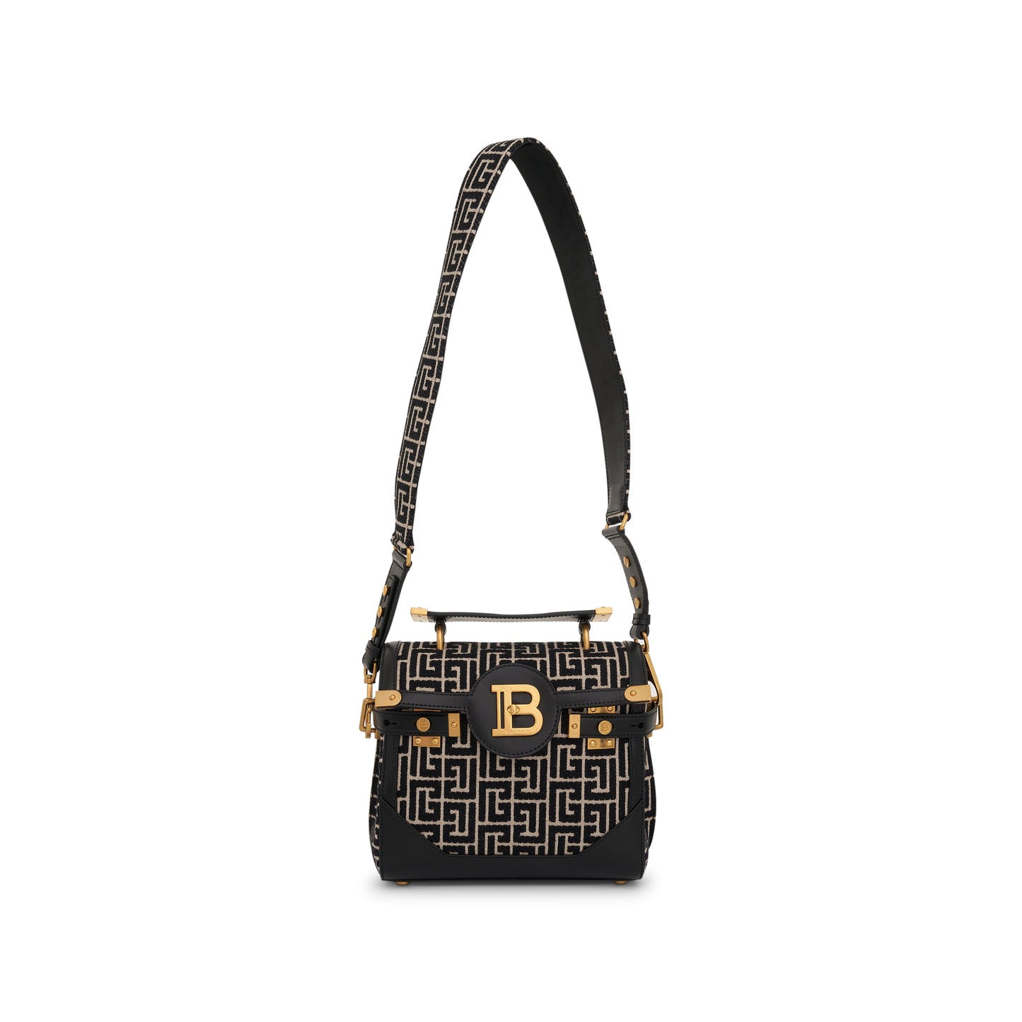 B-Buzz 23 Monogram Jacquard Shoulder Bag in Ivory/Black