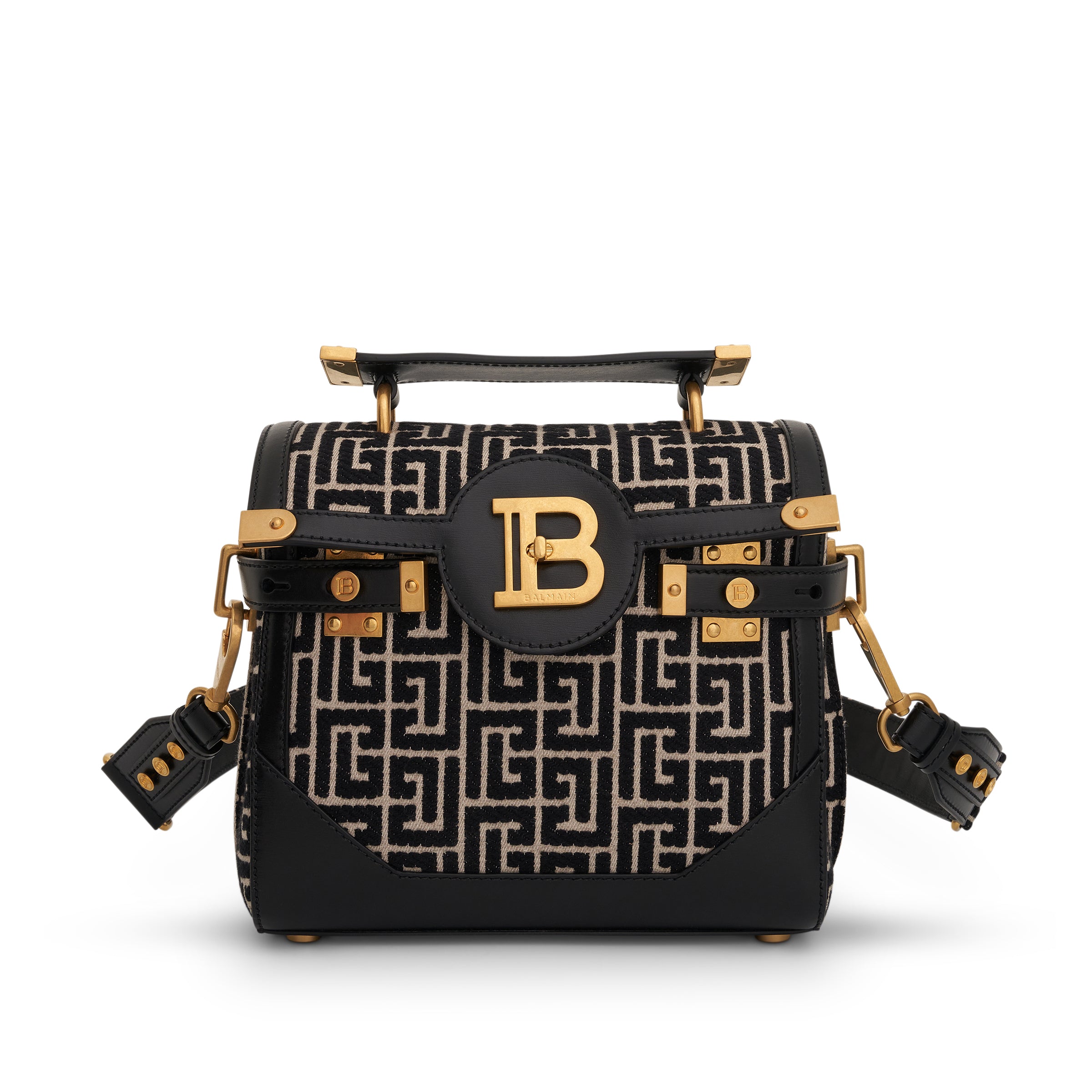 B-Buzz 23 Monogram Jacquard Shoulder Bag in Ivory/Black