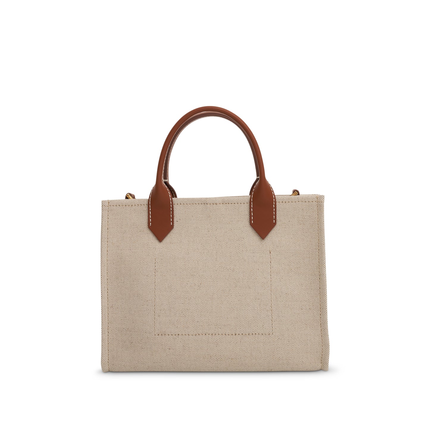 B-Army Canvas & Logo Small Shopper Bag in Natural/Brown