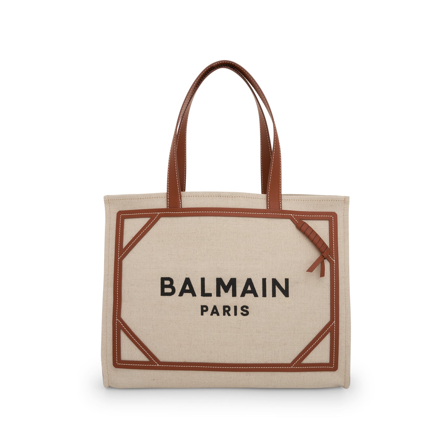 B-Army Canvas & Logo Midium Shopper Bag in Natural/Brown