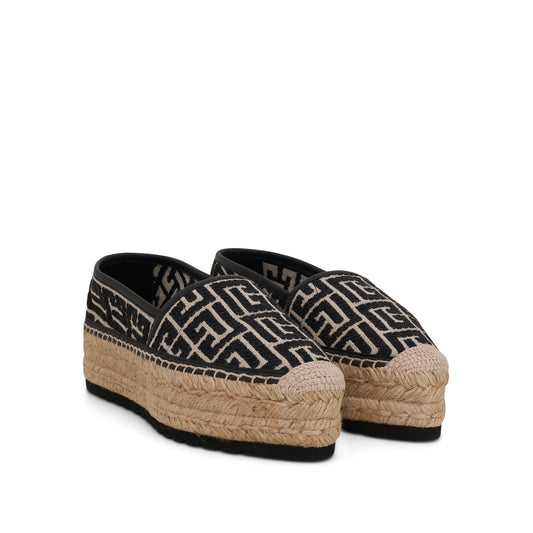 Alex Monogram Jacquard Espadrille in Ivory/Black