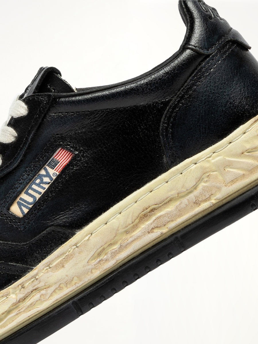 MMY Super Vintage Low Sneaker in Black Back View | AUTRY