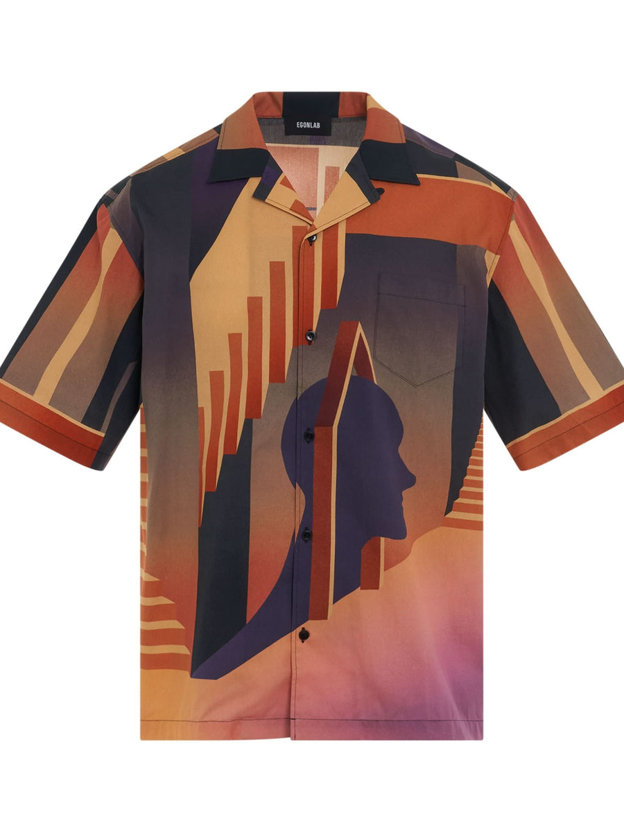 Graphic Bowling Shirt in Warm Desert