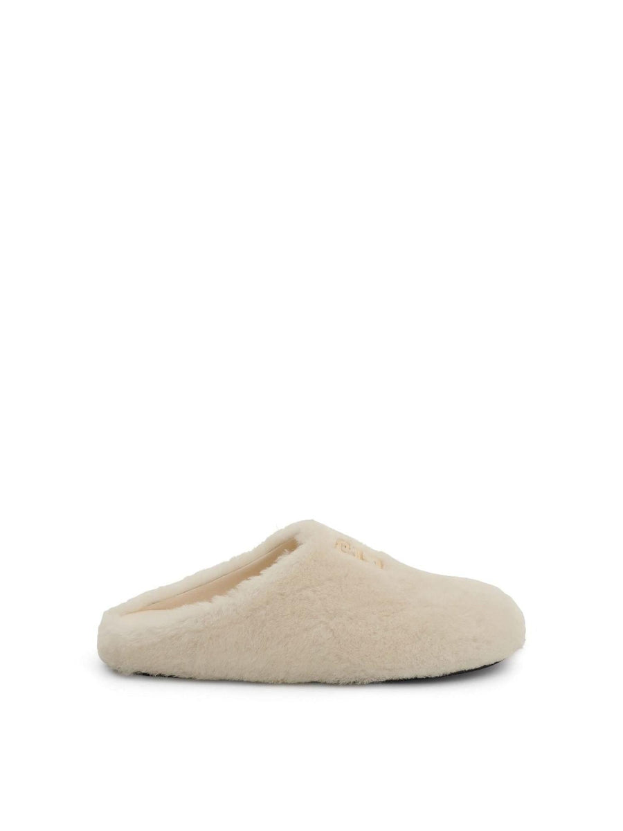 4G Shearling Slip On in Ivory Side View | GIVENCHY