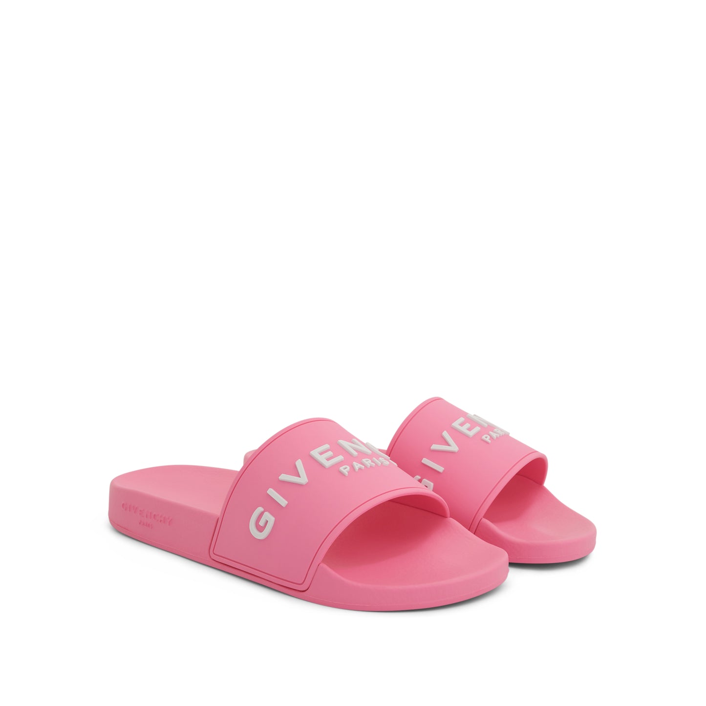 Logo Slide Flat Sandals in Bright Pink