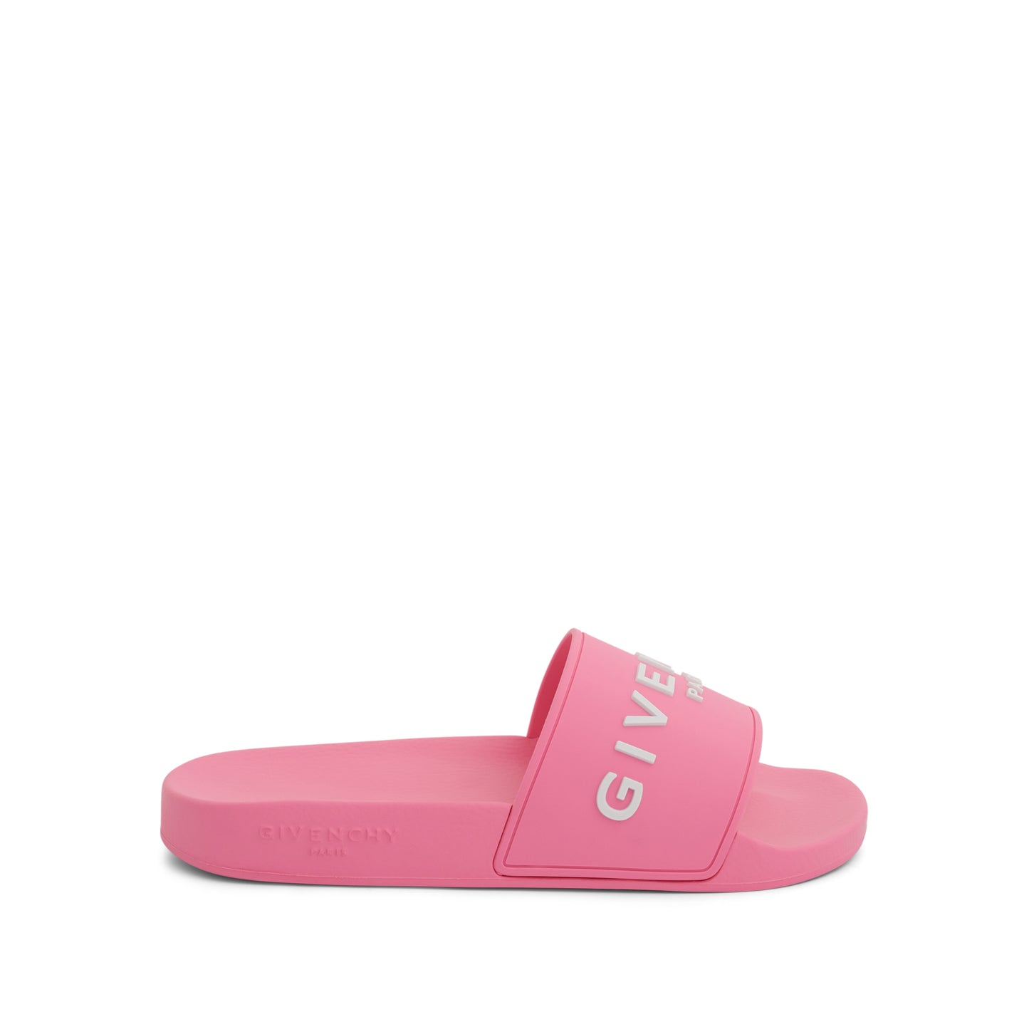 Logo Slide Flat Sandals in Bright Pink