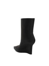G Lock Wedge Low Box Leather Boots in Black Back View | GIVENCHY
