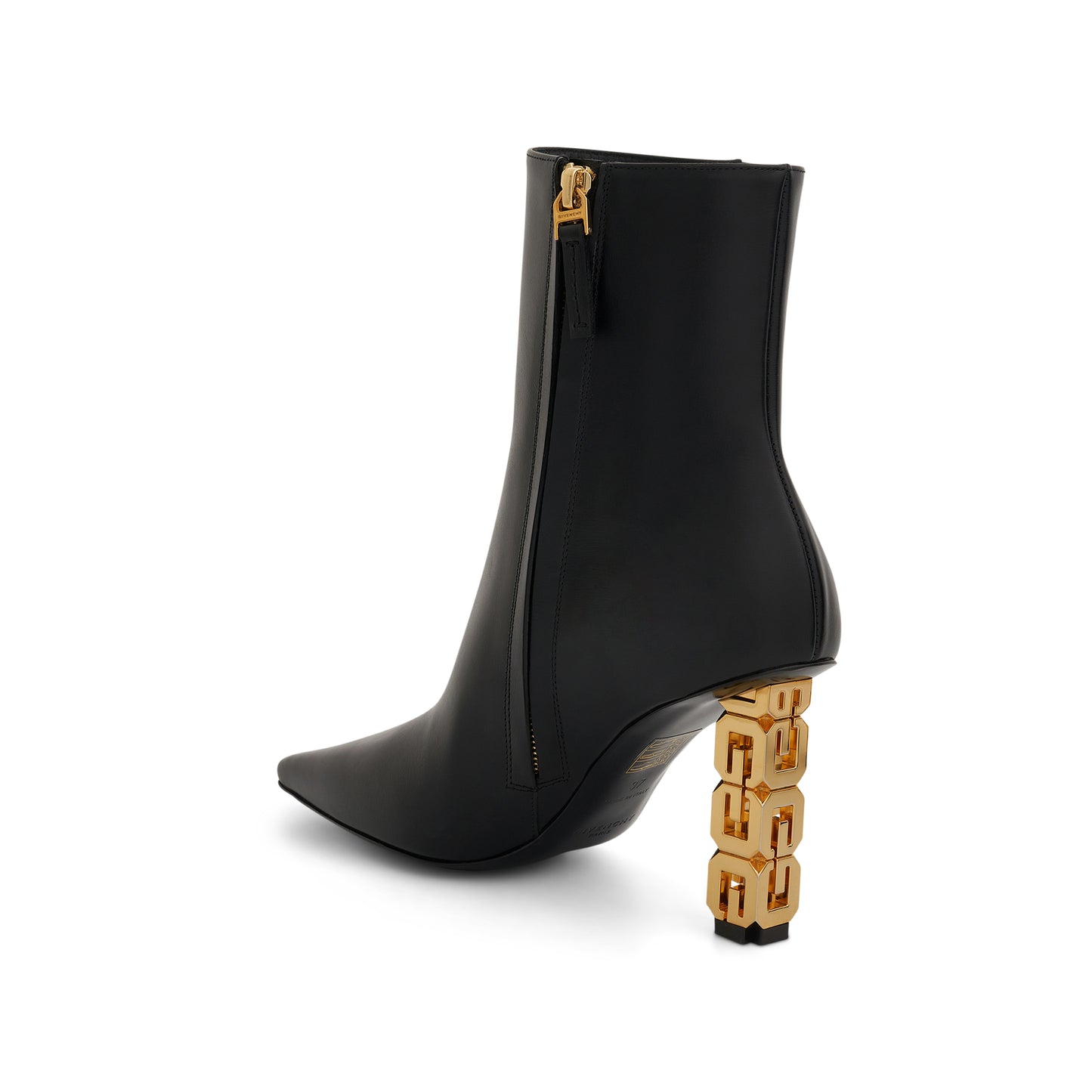 G Cube Leather Ankle Boots in Black