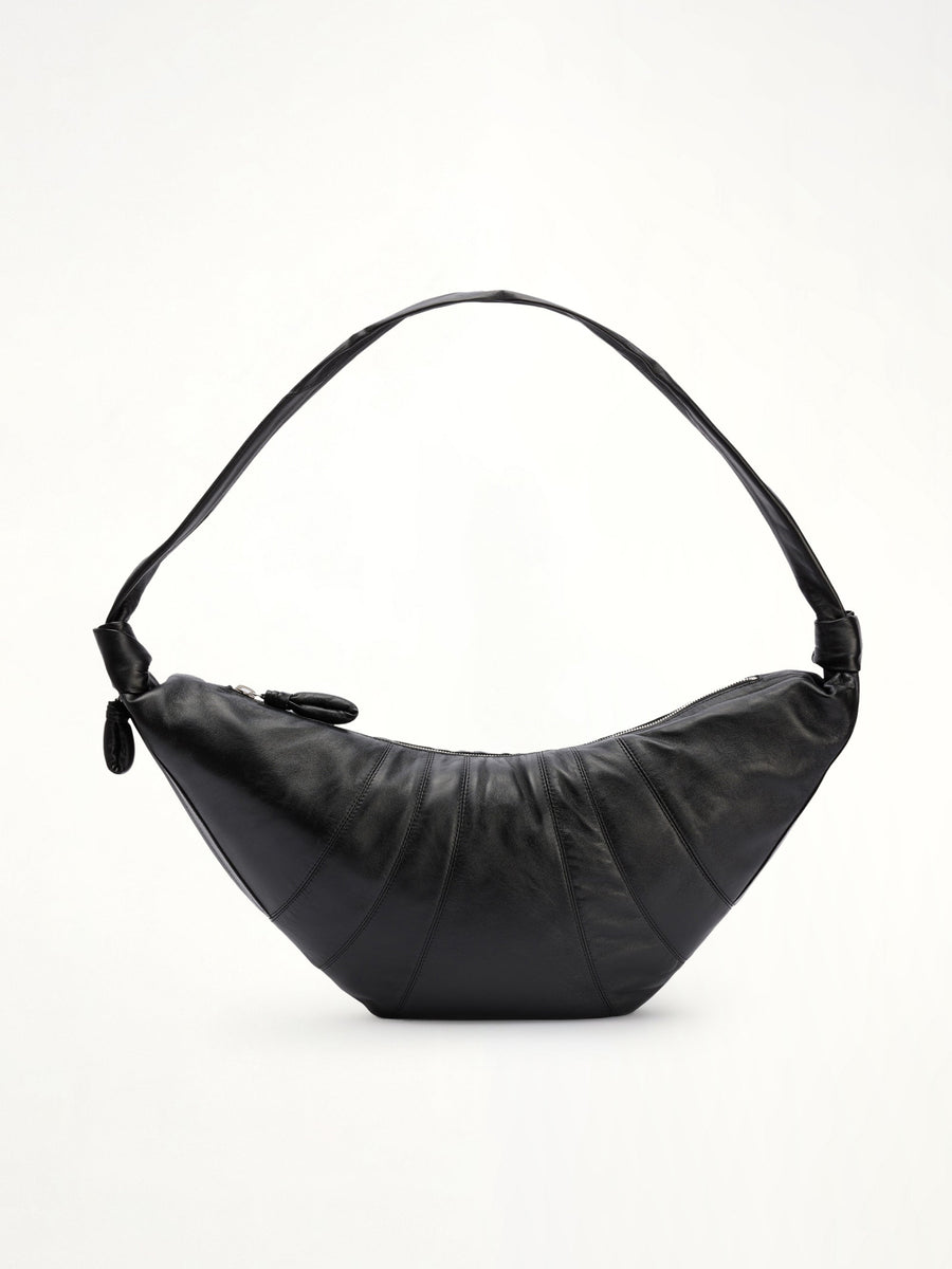 Croissant Large Soft Nappa Bag in Black
