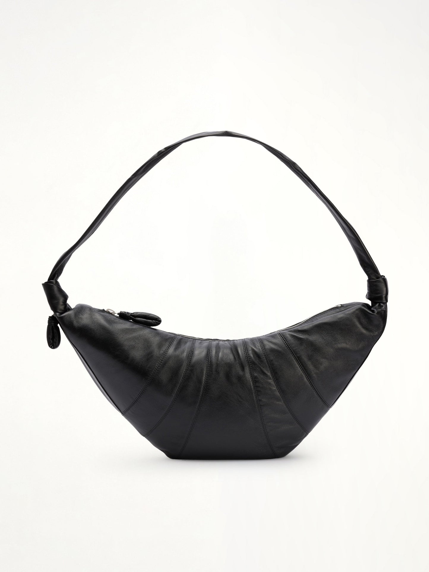 Lambskin Large Croissant Bag in Black