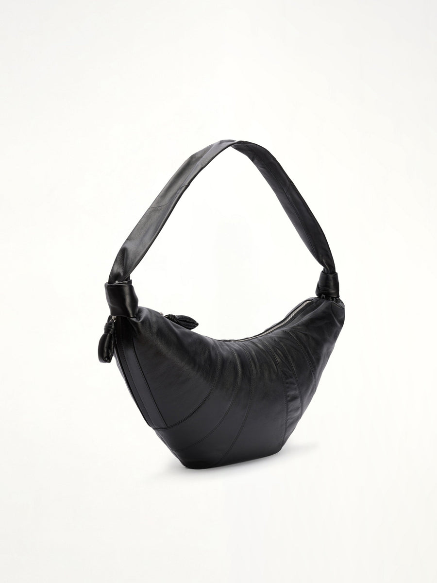 Croissant Large Soft Nappa Bag in Black