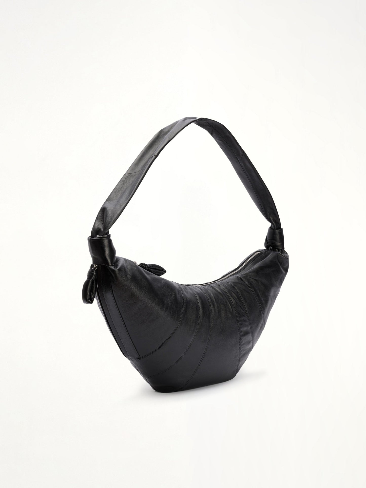Lambskin Large Croissant Bag in Black