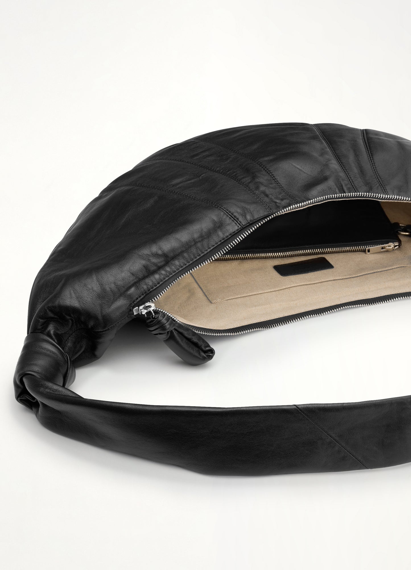 Lambskin Large Croissant Bag in Black