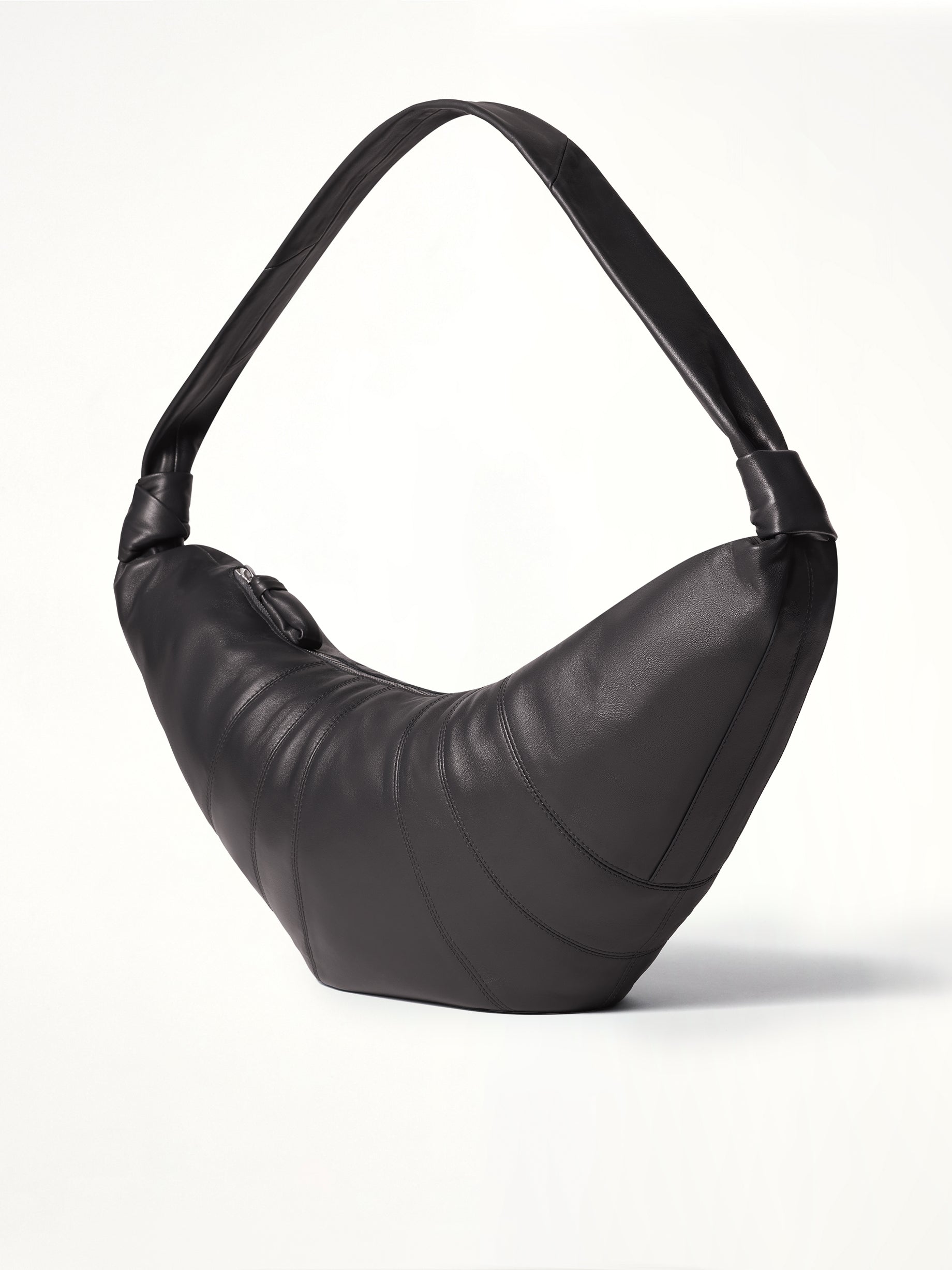Croissant Large Soft Nappa Leather Bag in Dark Chocolate