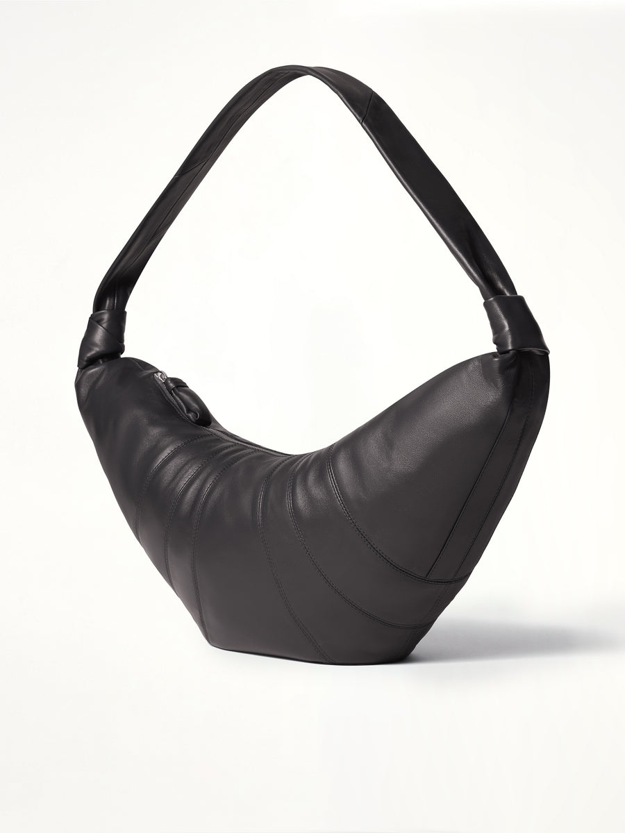 Croissant Large Soft Nappa Leather Bag in Dark Chocolate