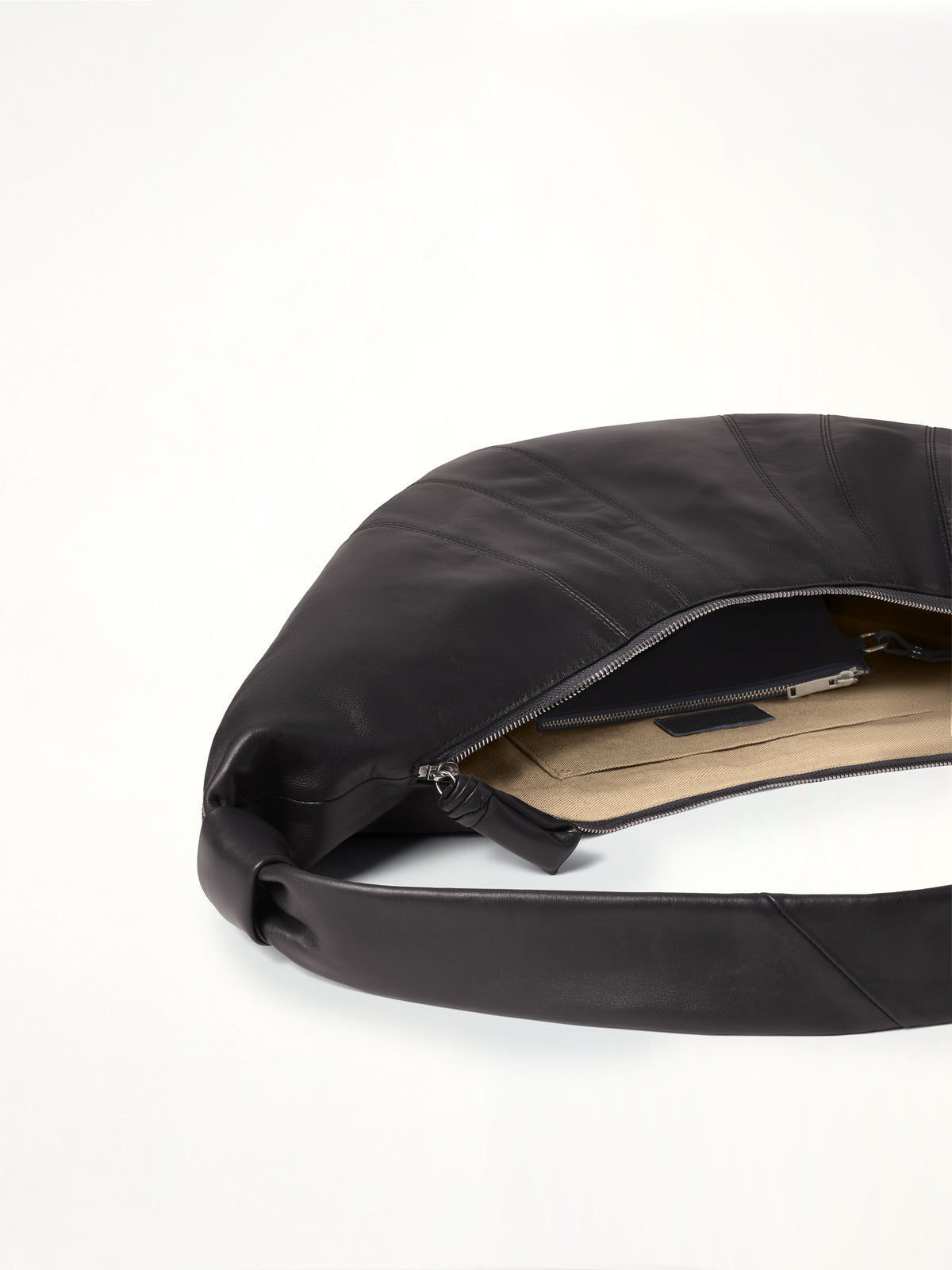Croissant Large Soft Nappa Leather Bag in Dark Chocolate
