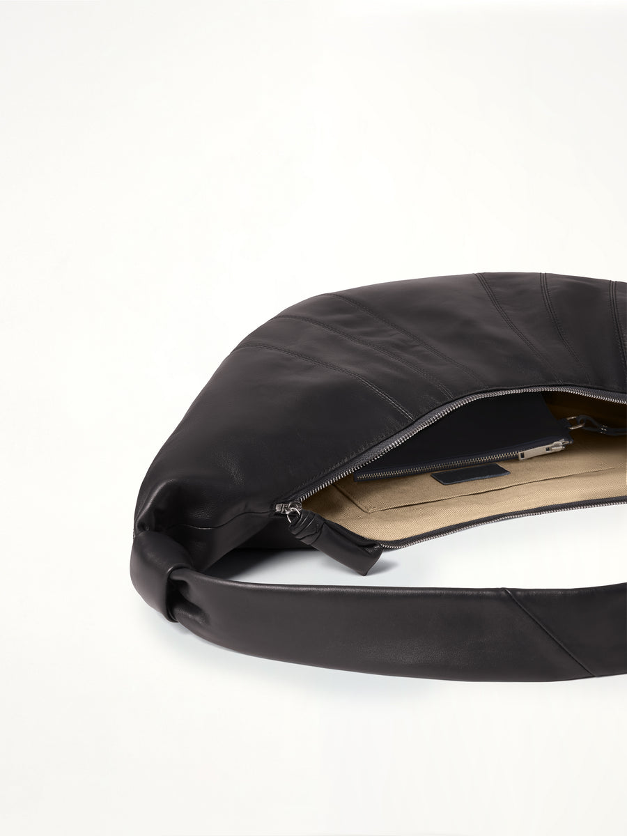 Croissant Large Soft Nappa Leather Bag in Dark Chocolate