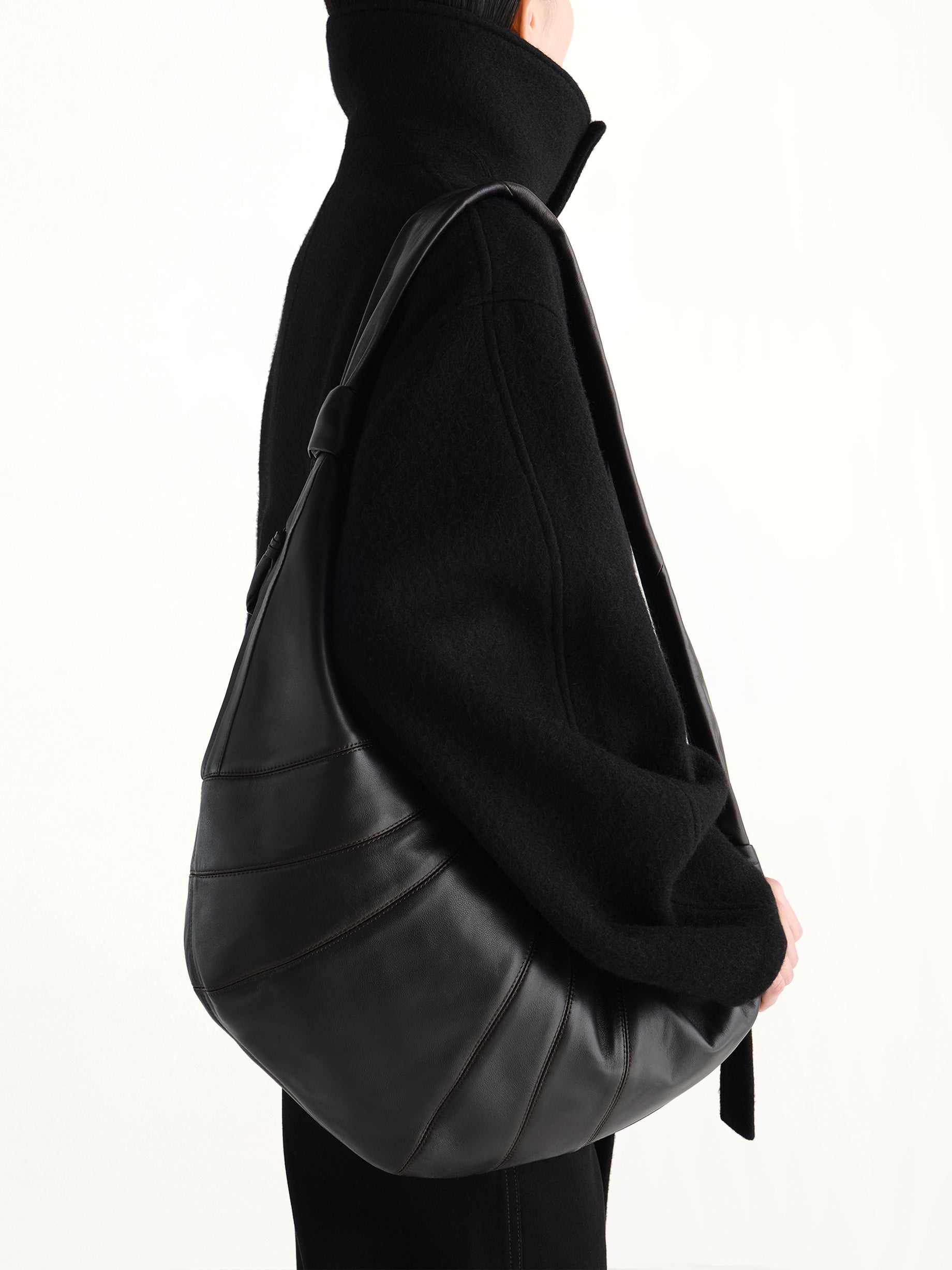 Croissant Large Soft Nappa Leather Bag in Dark Chocolate