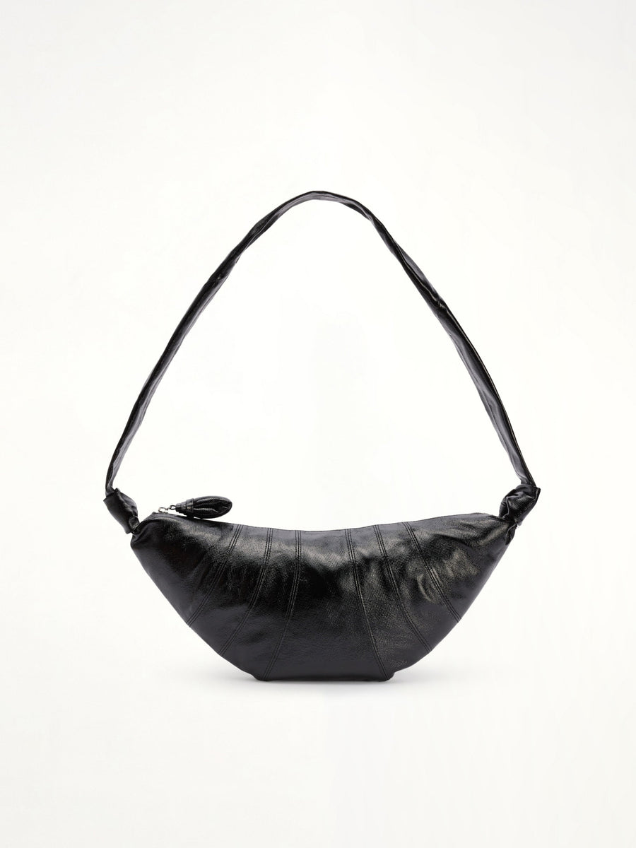 Croissant Medium Coated Cotton Bag in Black
