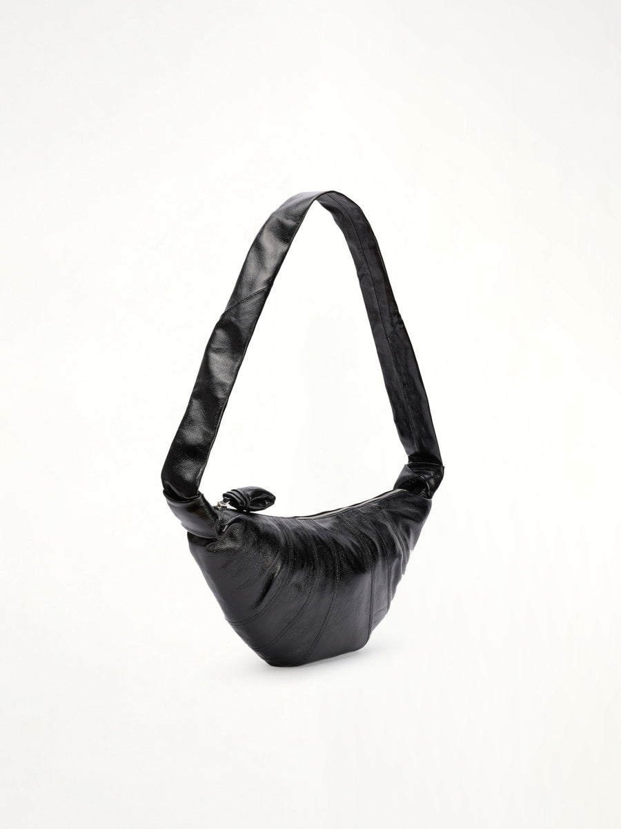 Croissant Medium Coated Cotton Bag in Black