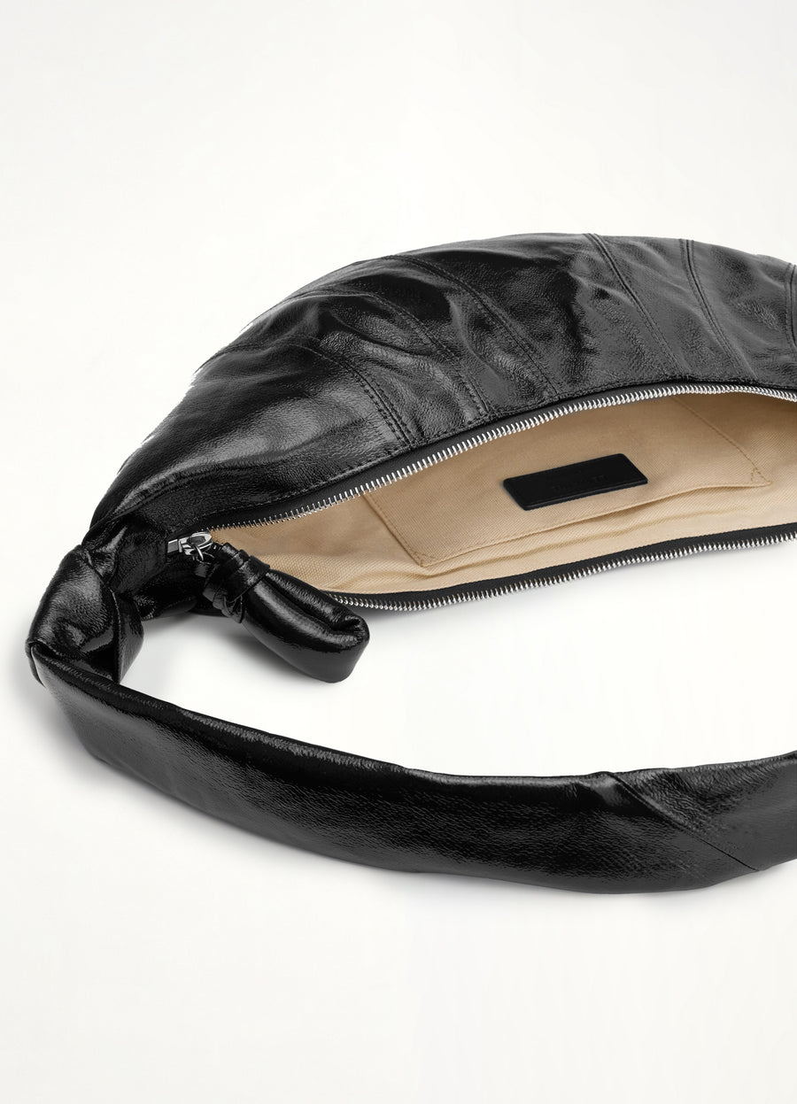 Croissant Medium Coated Cotton Bag in Black
