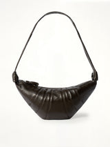 Croissant Medium Coated Cotton Bag in Obsidian Green