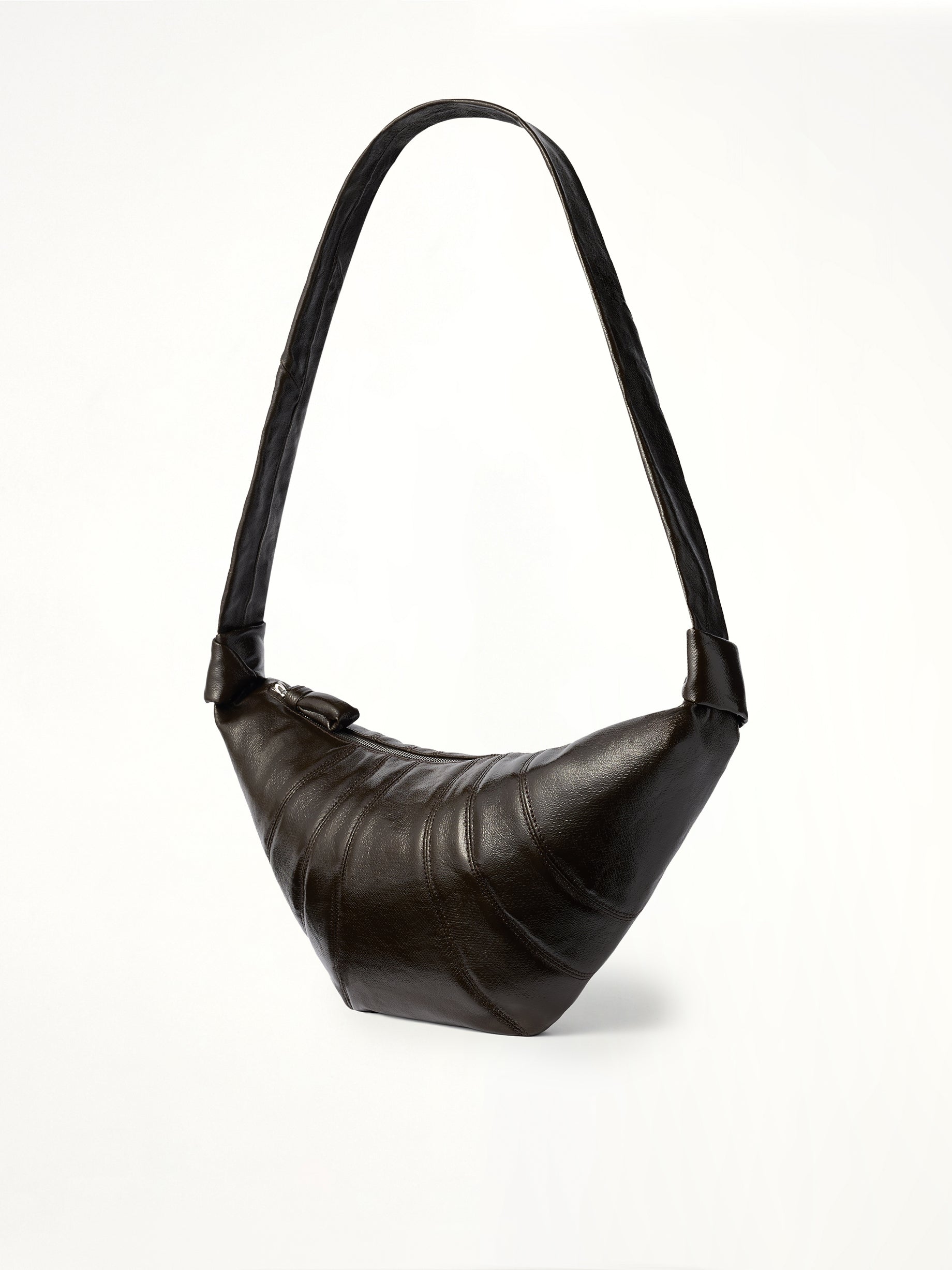 Croissant Medium Coated Cotton Bag in Obsidian Green