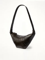 Croissant Medium Coated Cotton Bag in Obsidian Green