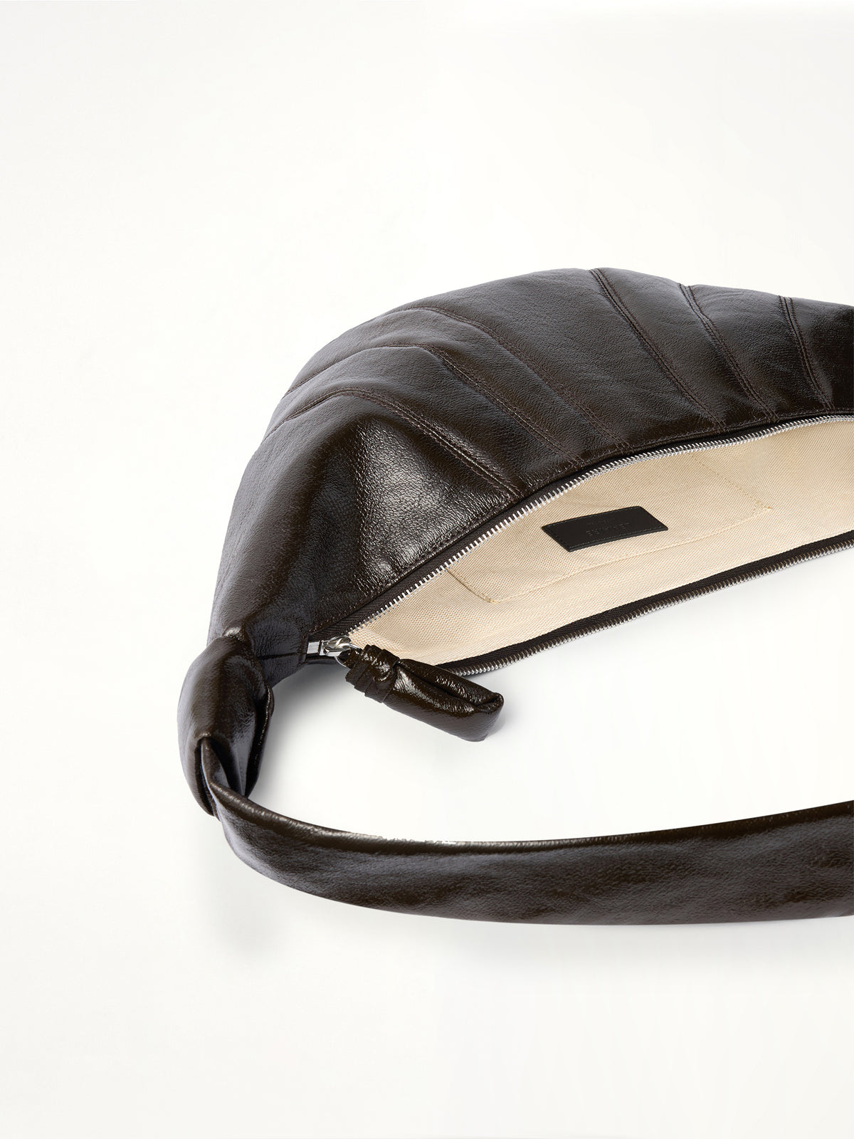 Croissant Medium Coated Cotton Bag in Obsidian Green