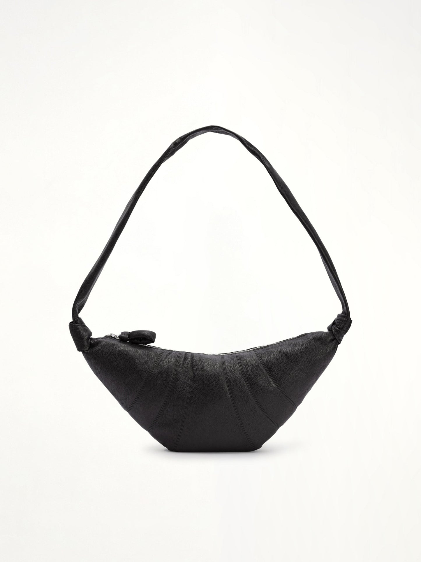 Cowhide Medium Croissant Bag in Black