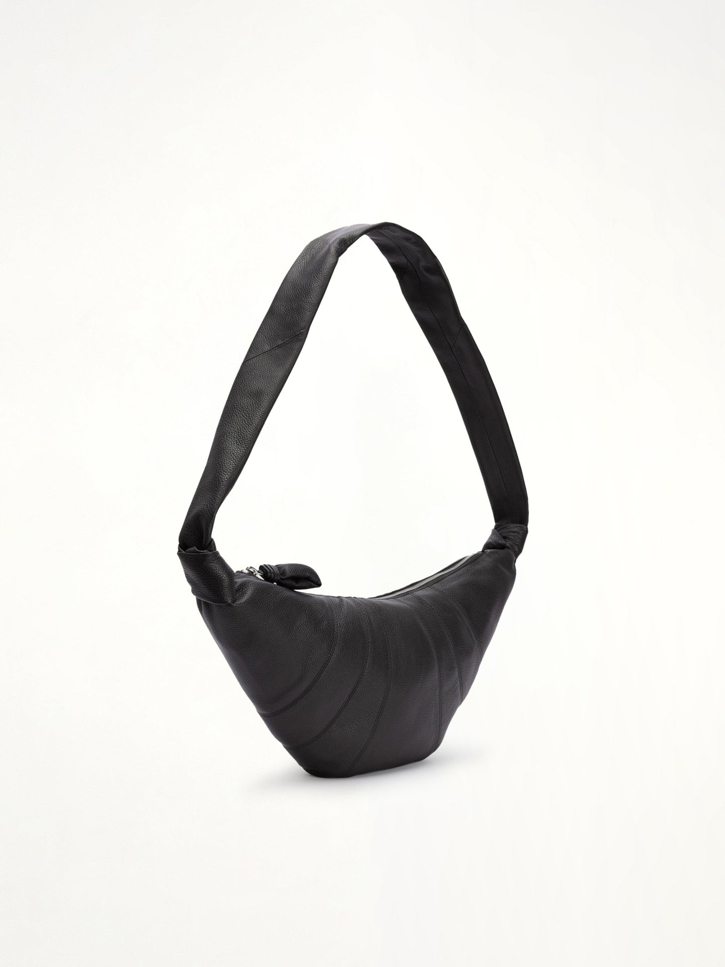 Cowhide Medium Croissant Bag in Black