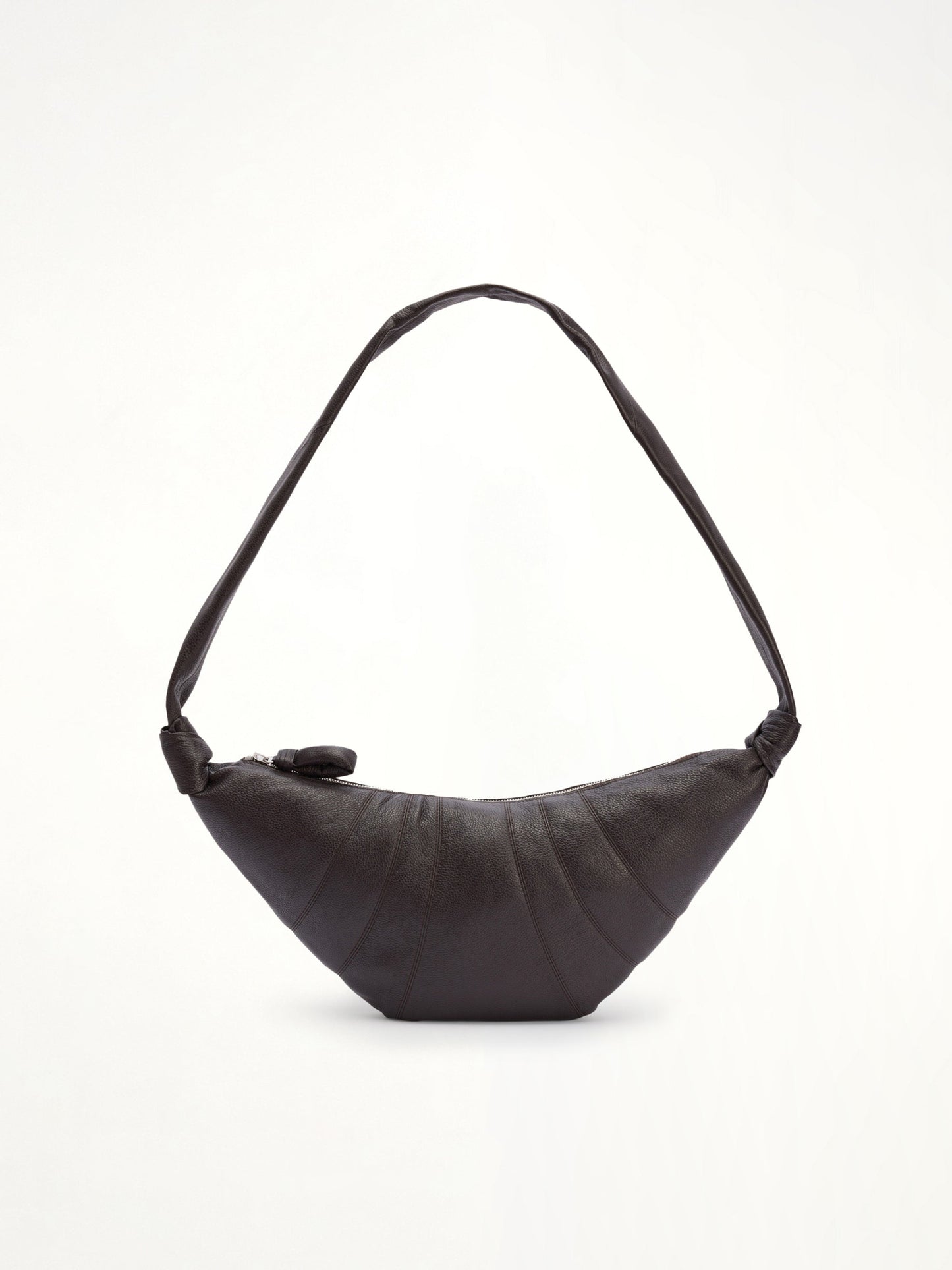 Cowhide Medium Croissant Bag in Dark Chocolate