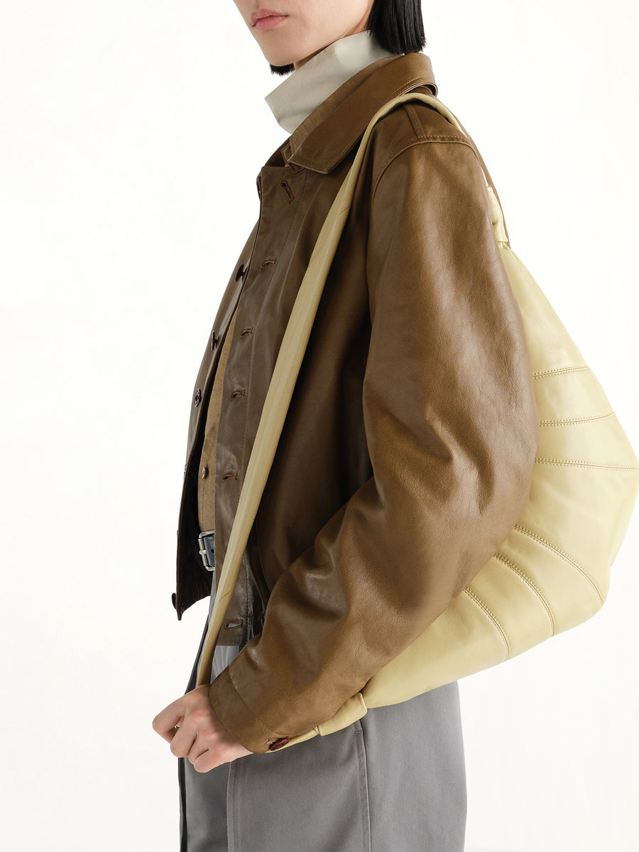 Croissant Medium Soft Nappa Leather Bag in Sesame