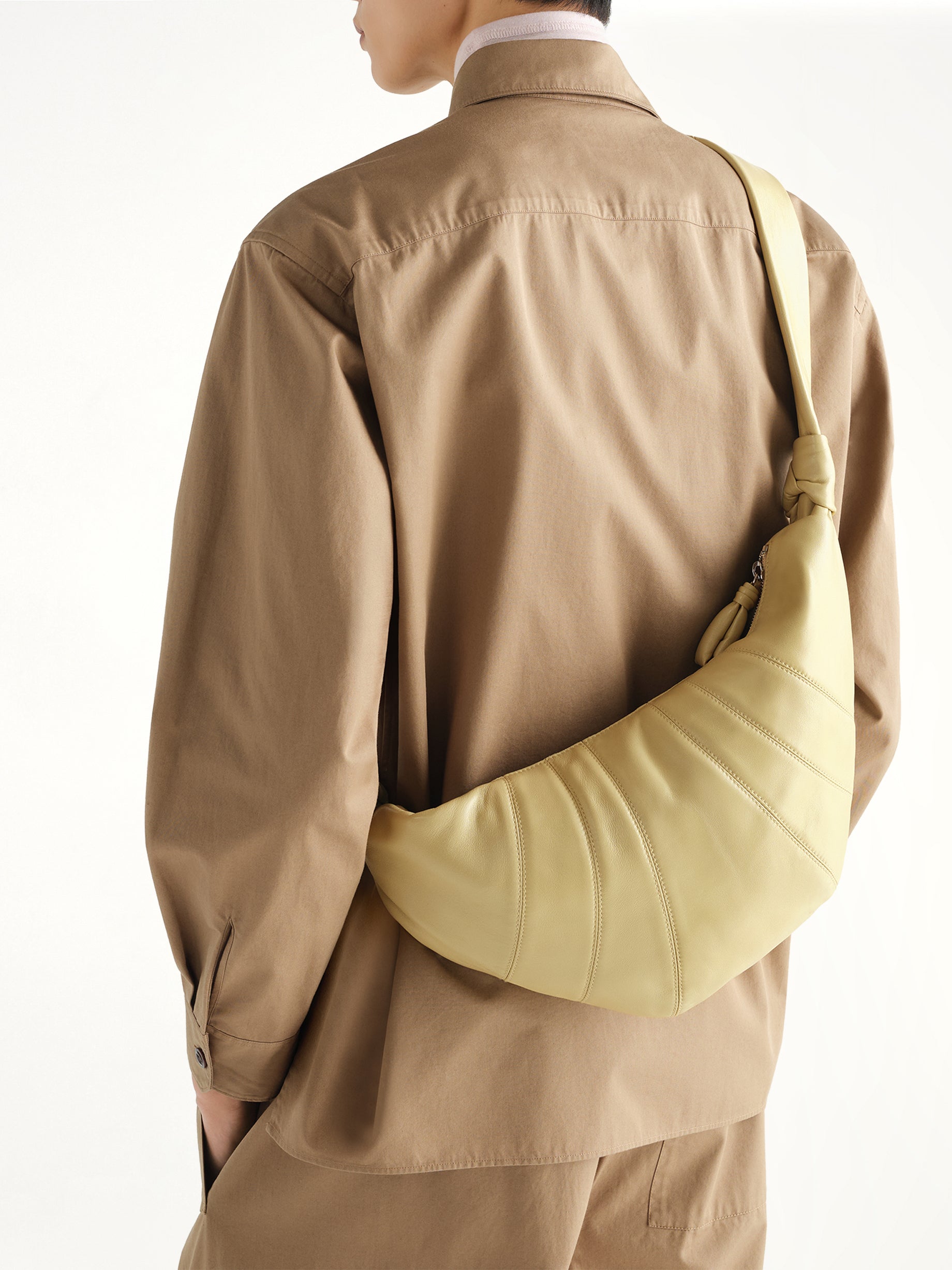 Croissant Medium Soft Nappa Leather Bag in Sesame