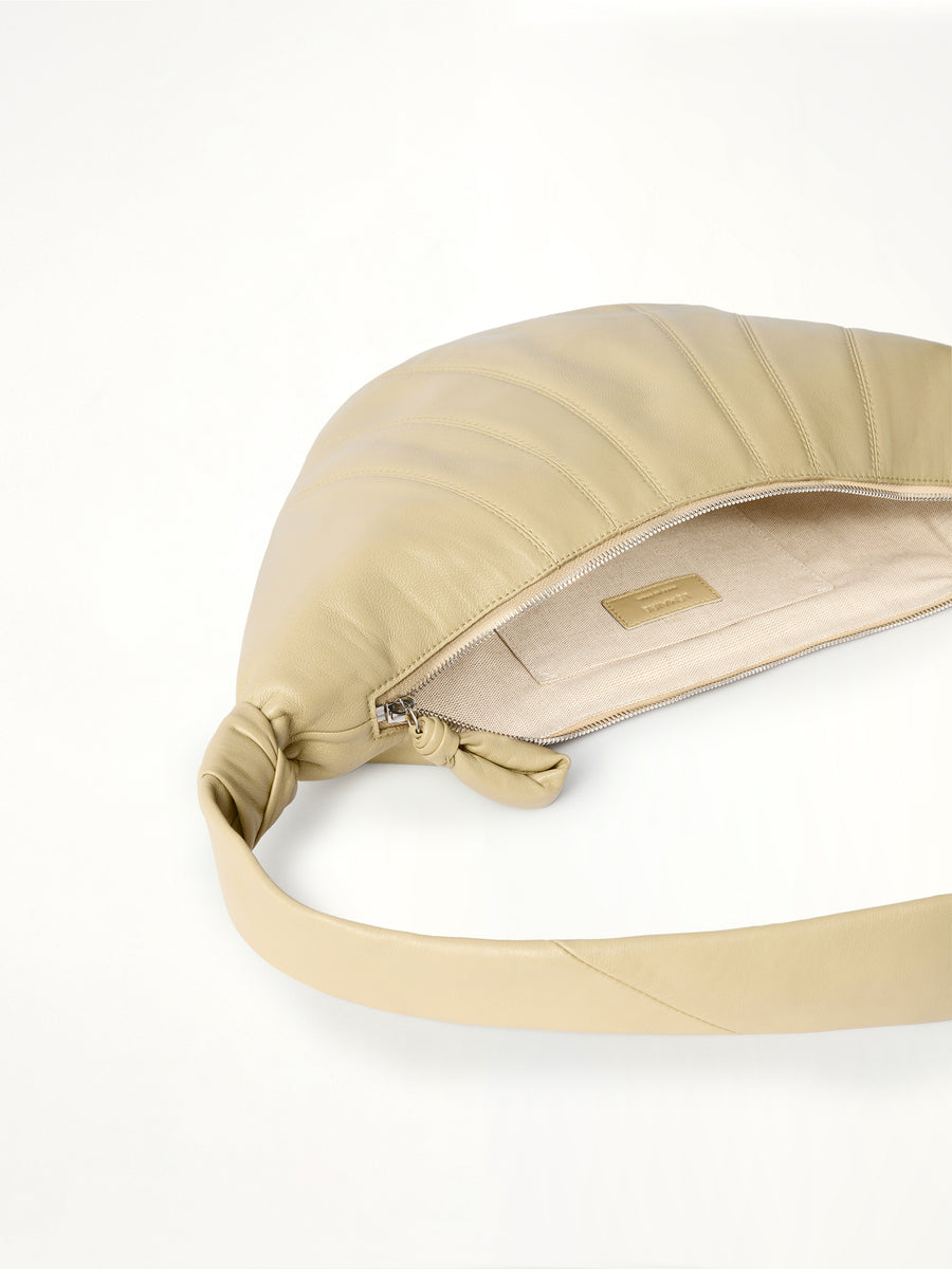 Croissant Medium Soft Nappa Leather Bag in Sesame