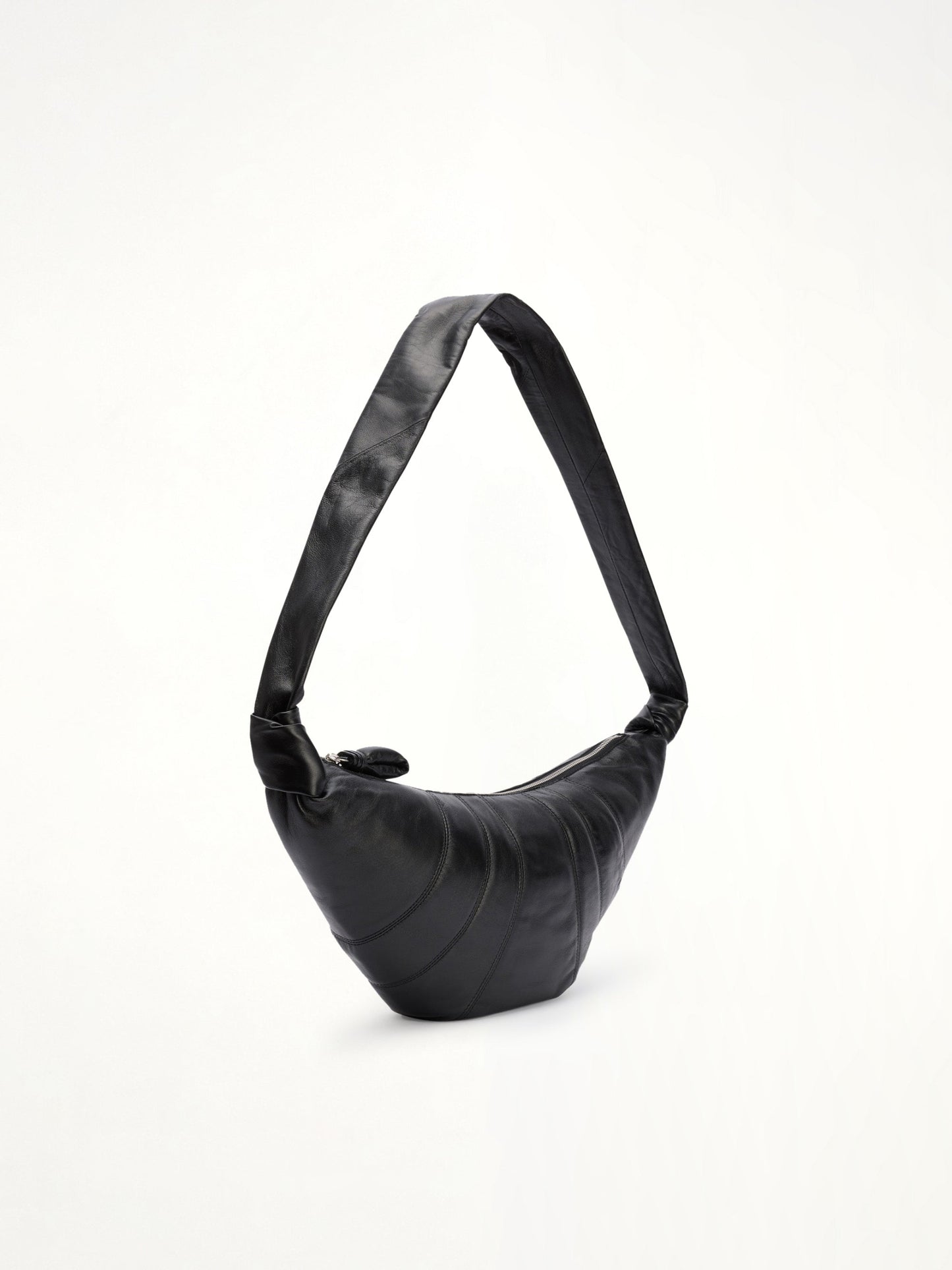 Lambskin Medium Croissant Bag in Black