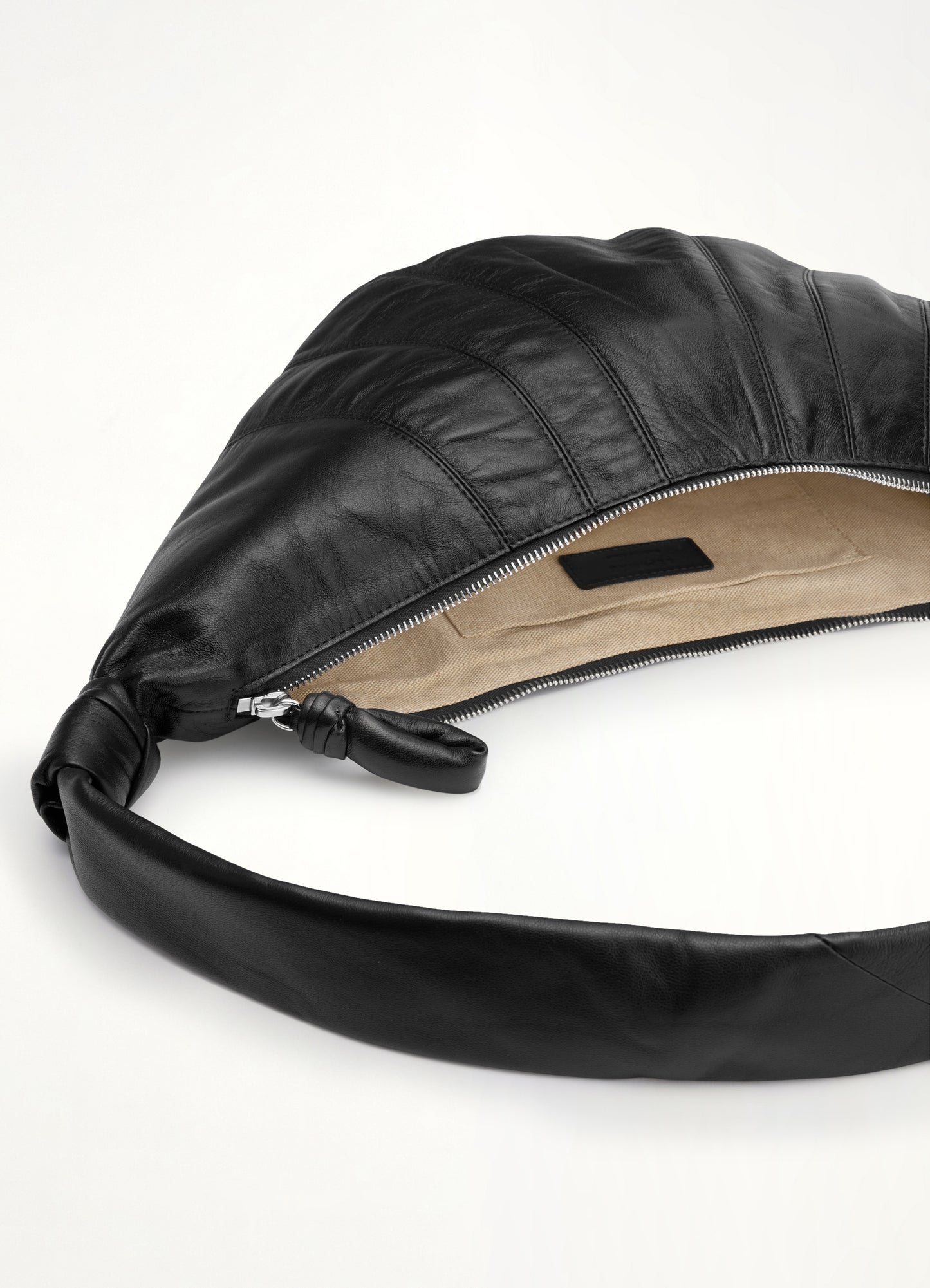Lambskin Medium Croissant Bag in Black