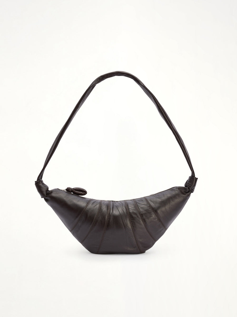 Croissant Medium Soft Nappa Leather Bag in Dark Chocolate