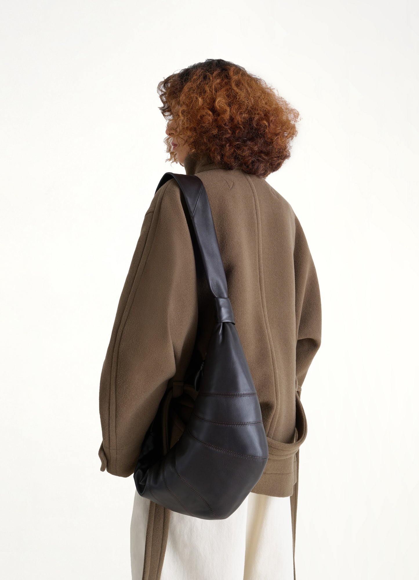 Lambskin Medium Croissant Bag in Dark Chocolate