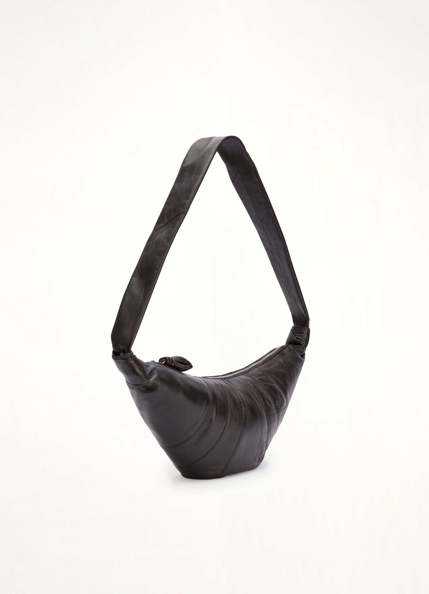 Lambskin Medium Croissant Bag in Dark Chocolate