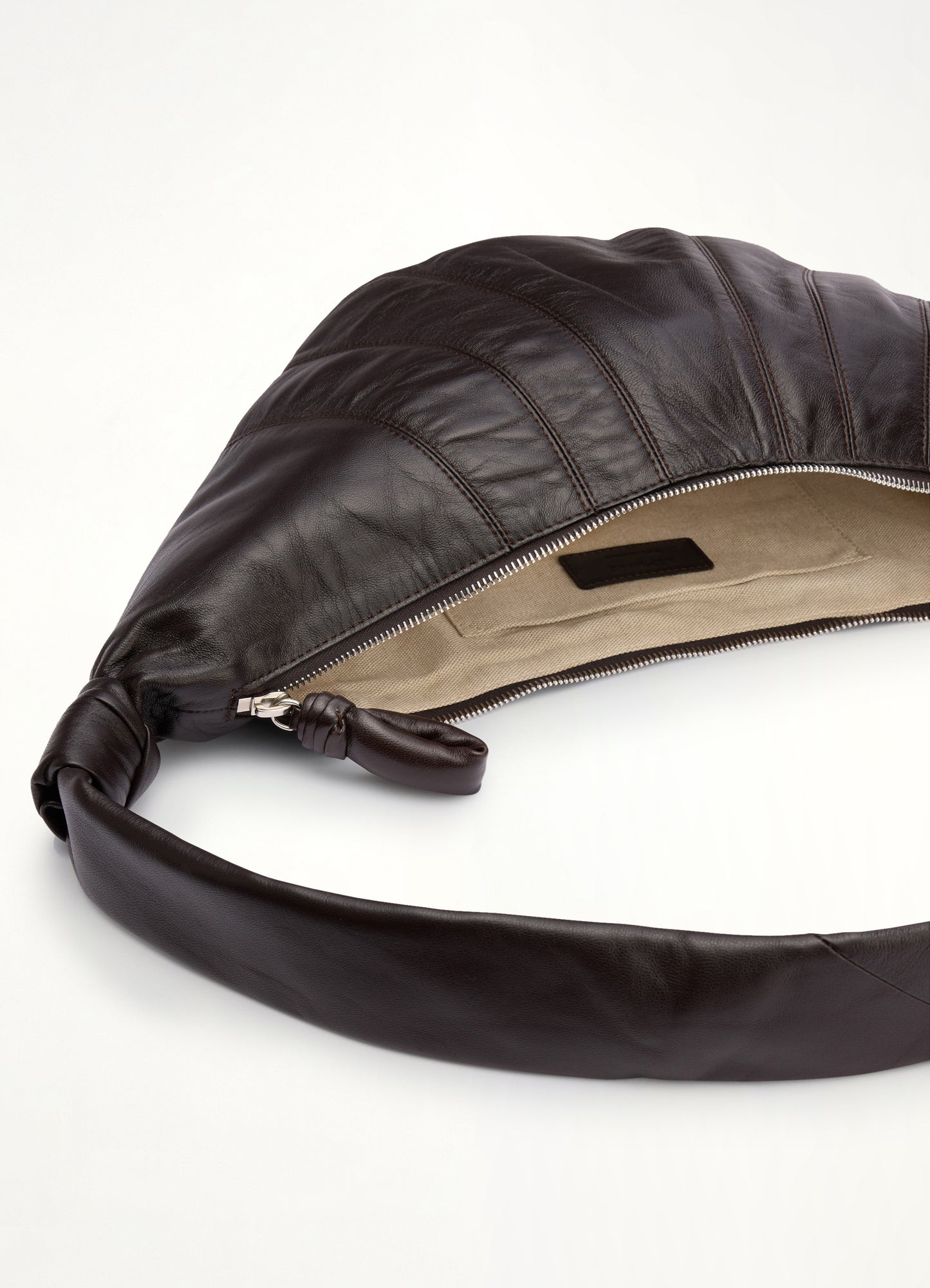 Lambskin Medium Croissant Bag in Dark Chocolate