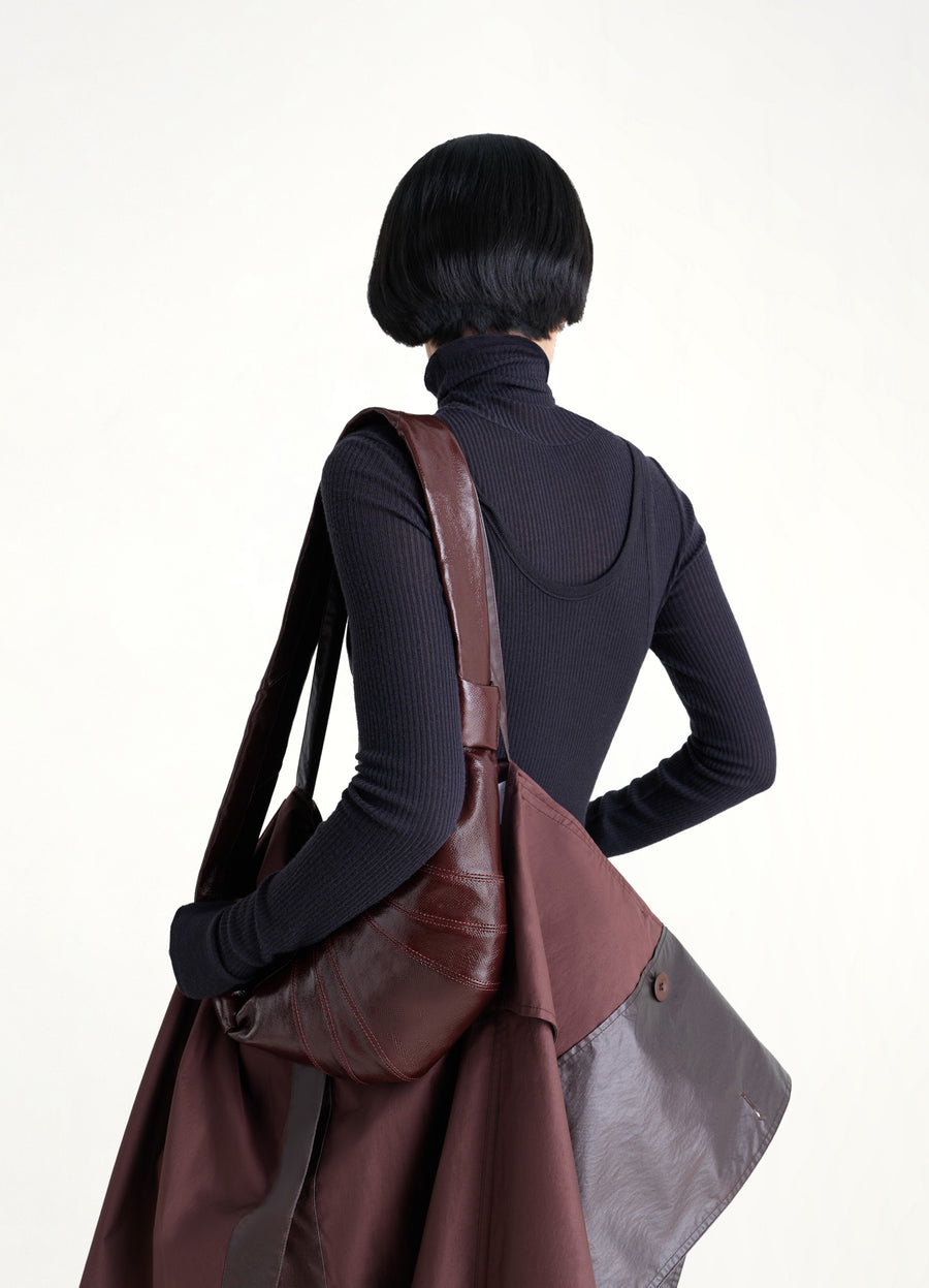 Croissant Small Coated Cotton Bag in Chocolate Fondant