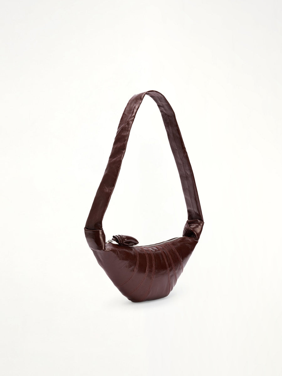 Croissant Small Coated Cotton Bag in Chocolate Fondant